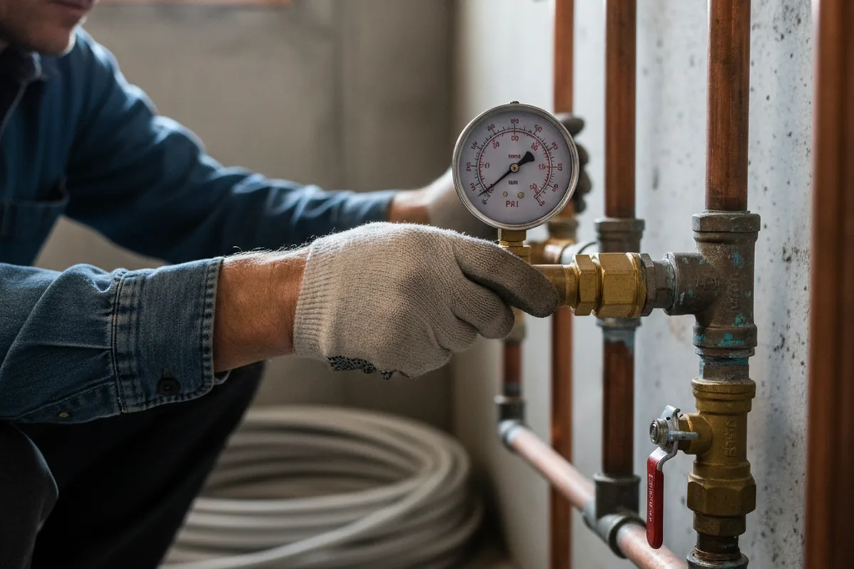 Pressure testing a repaired line during Water Line Repair in Timber