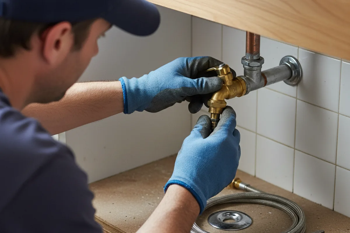 Shutoff valve and fitting work during Burst Pipe Repair in Timber